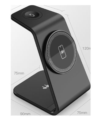 Harga yang bagus Kompak 3 In 1 Pengisi daya nirkabel 5W Watch Output Dan 5W/7.5W/10W/15W Wireless Output on line