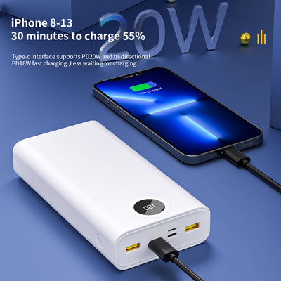 Harga yang bagus 30000mAh Power Bank Hitam Putih dengan PD22.5W Tipe C Output untuk Kompatibilitas Universal on line
