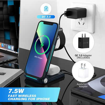 Harga yang bagus Pengecas nirkabel 3 In 1 ringan dengan jarak pengisian 2-8mm Antarmuka Tipe C on line