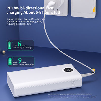 Harga yang bagus Putih Kapasitas Tinggi Portable Power Bank 30000mAh Kompatibilitas Universal on line